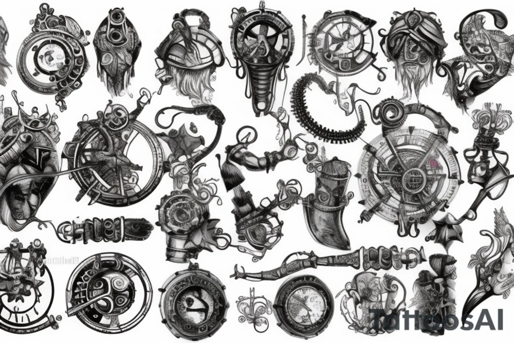 Steampunk Viking arm sleave tattoo idea