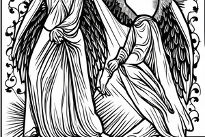 Religious woman angel biblical sun light light rays tattoo idea