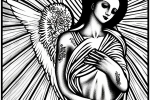 Religious woman angel biblical sun light light rays tattoo idea