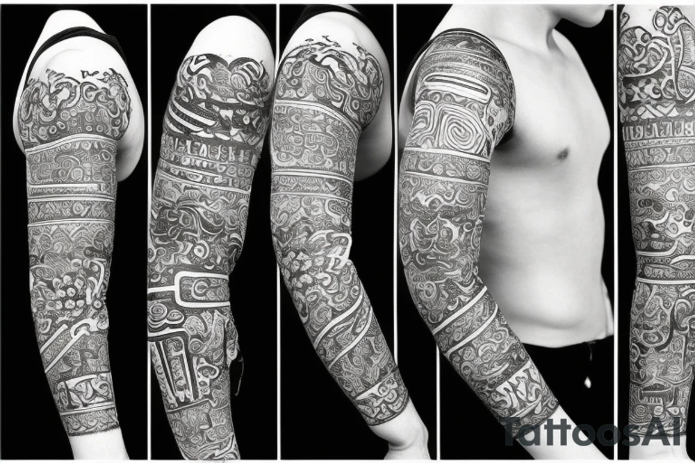 Arm sleeve with Thai influences tattoo idea