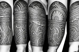 Arm sleeve with Thai influences tattoo idea