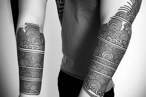 Arm sleeve with Thai Buddhist influences tattoo idea