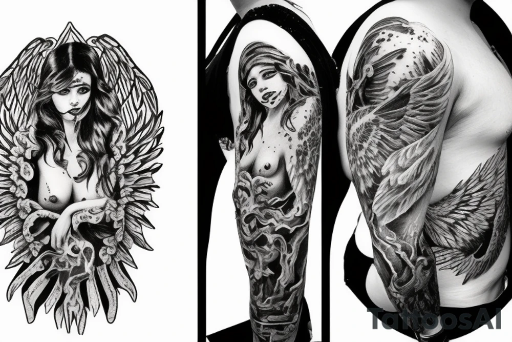 Angel shot bleeding tattoo idea