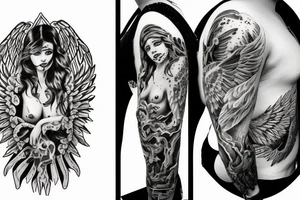 Angel shot bleeding tattoo idea