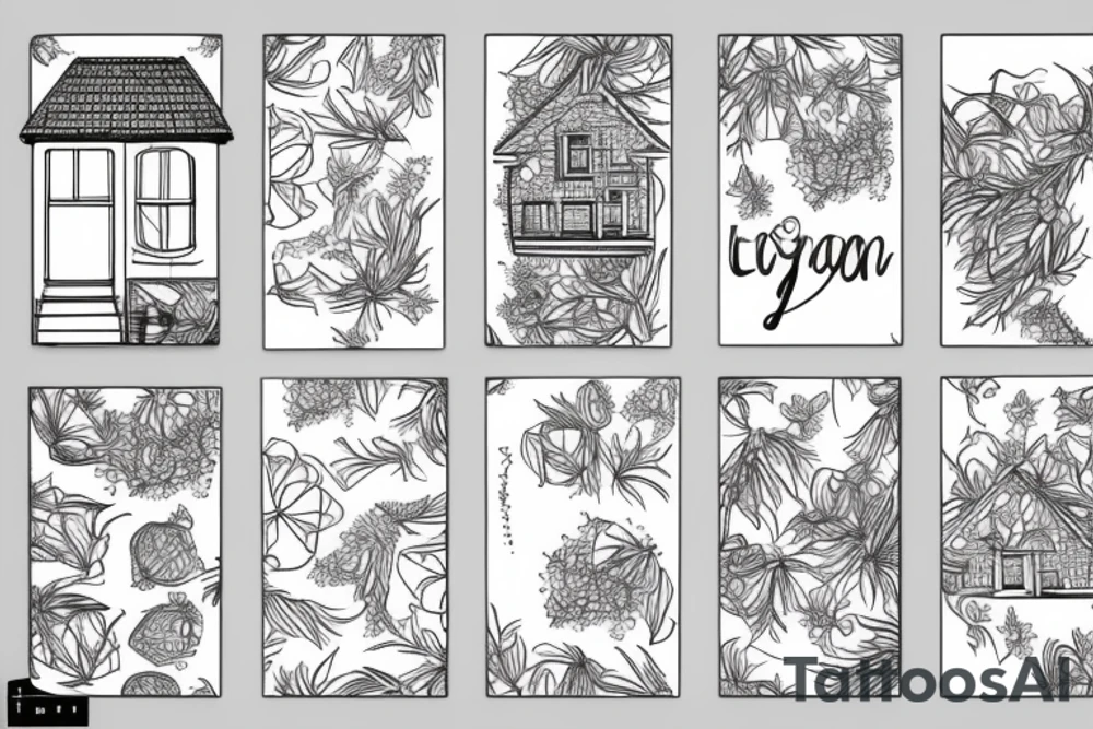 Minimal house with lavender tattoo idea