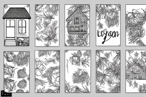 Minimal house with lavender tattoo idea