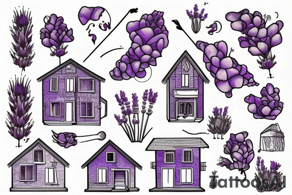house with lavender tattoo idea