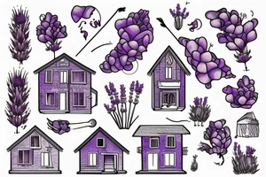 house with lavender tattoo idea
