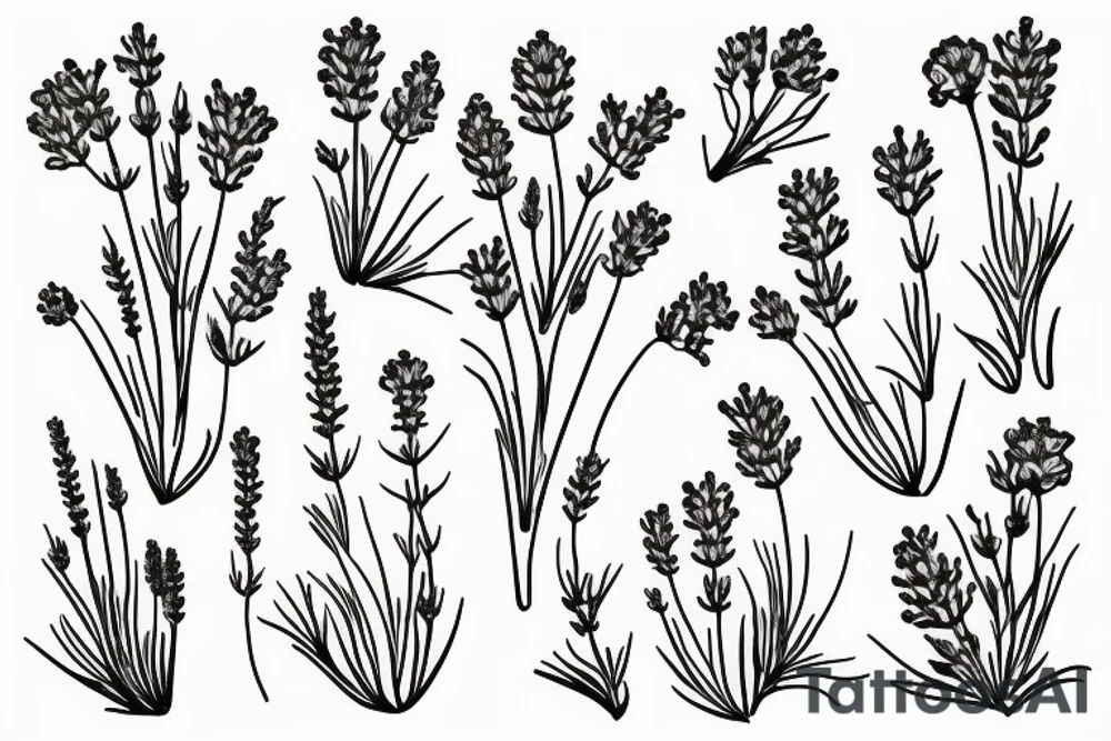 Minimal house with flowers of lavender out of it tattoo idea