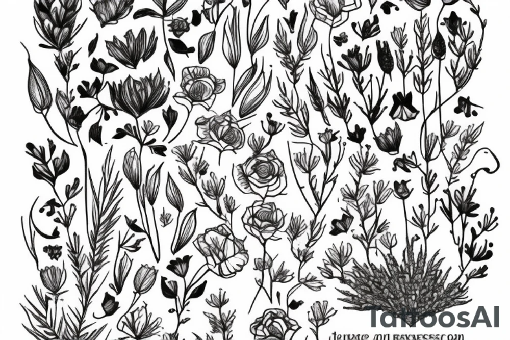 Minimal house with flowers of lavender out of it tattoo idea