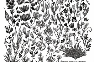 Minimal house with flowers of lavender out of it tattoo idea