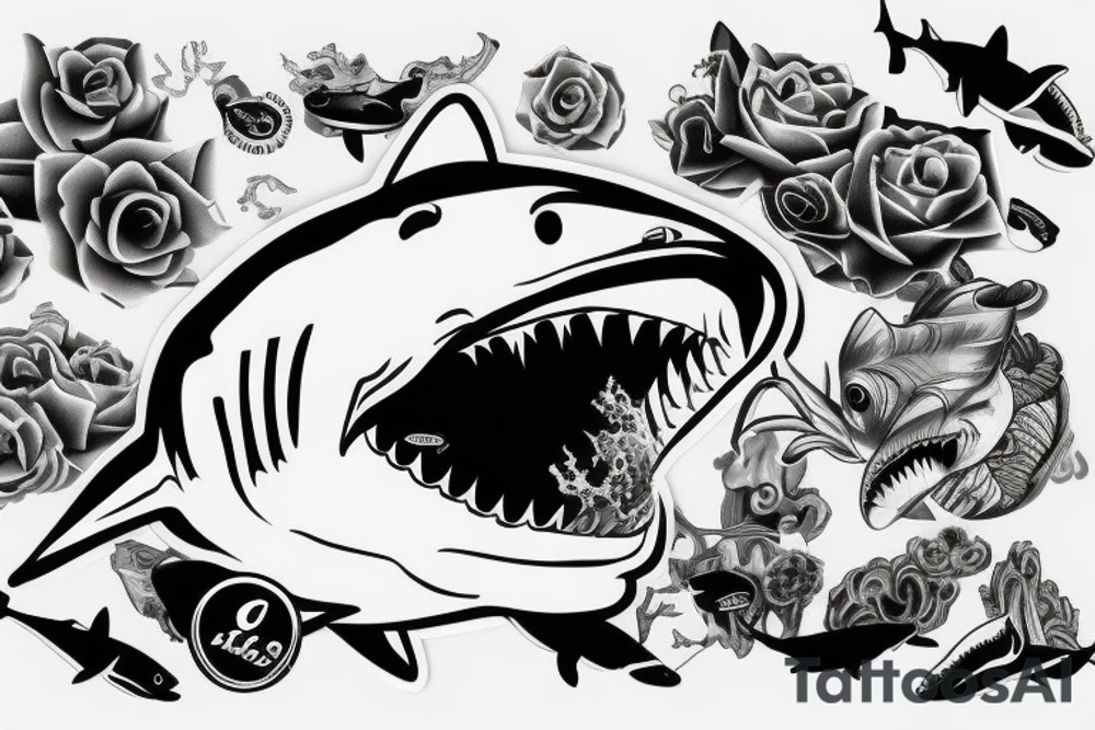 shark close up tattoo idea