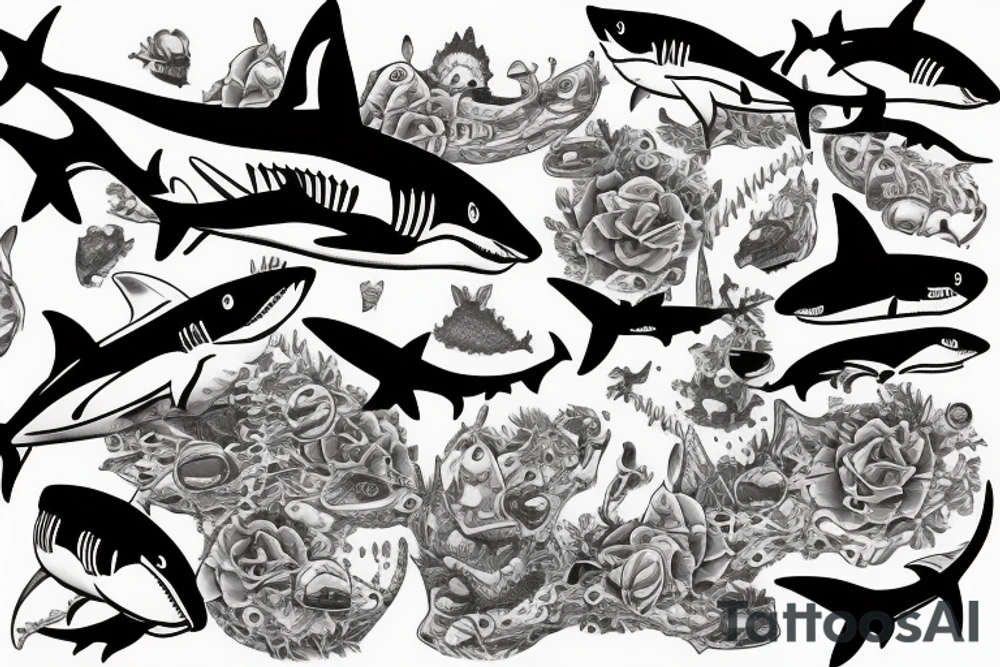 shark close up tattoo idea