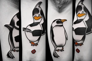 Penguin with a tea bag on its head tattoo idea