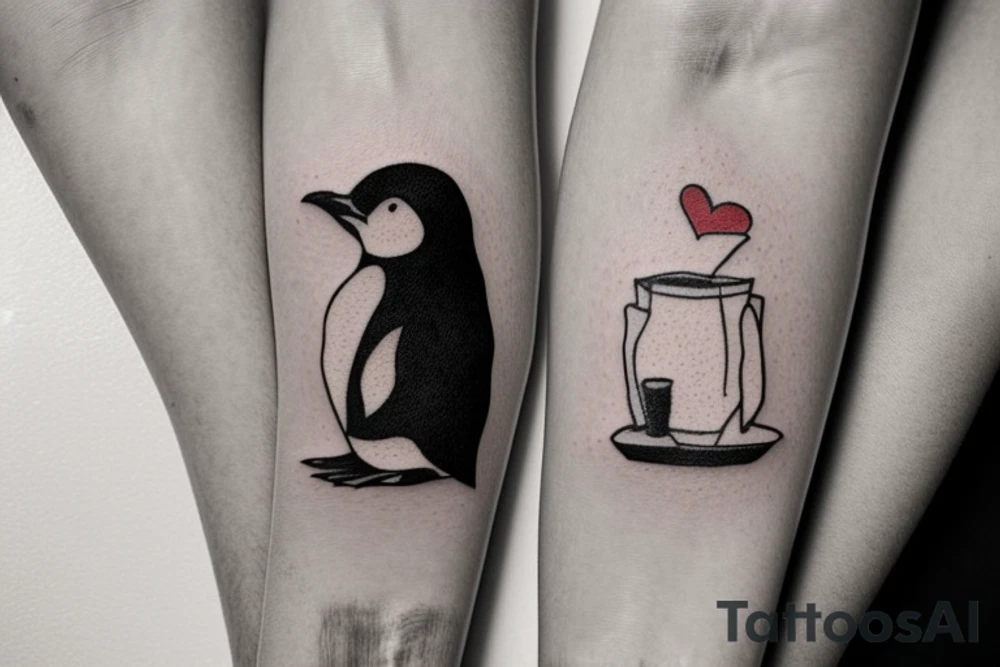Penguin with a tea bag on its head tattoo idea