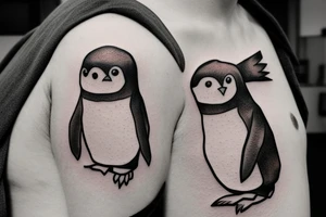 Penguin with a tea bag on its head tattoo idea