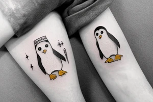 Penguin with a tea bag on its head tattoo idea
