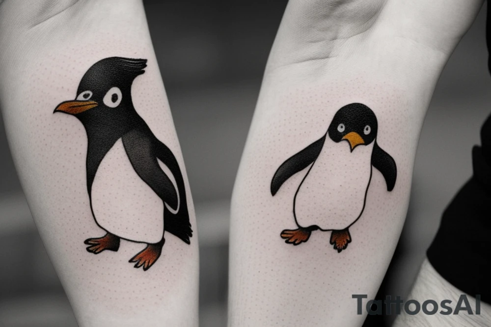 Penguin holding teabag tattoo idea
