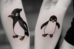 Penguin holding teabag tattoo idea