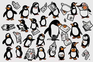 Penguin holding teabag tattoo idea