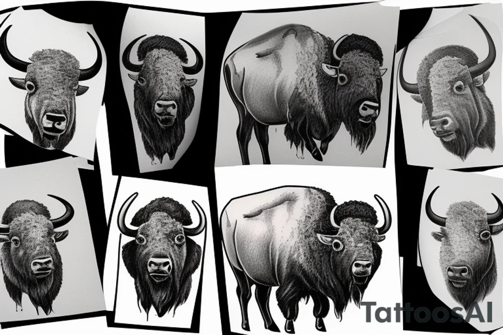 Peaceful wise bison tattoo idea