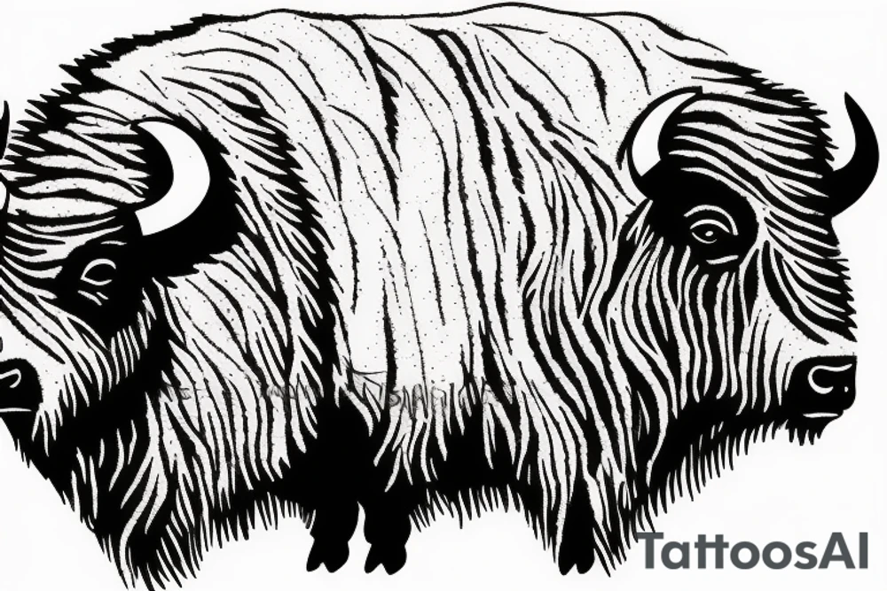 Peaceful wise bison tattoo idea