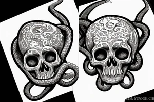 human skull octopus tattoo idea
