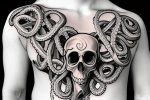 human skull octopus tattoo idea