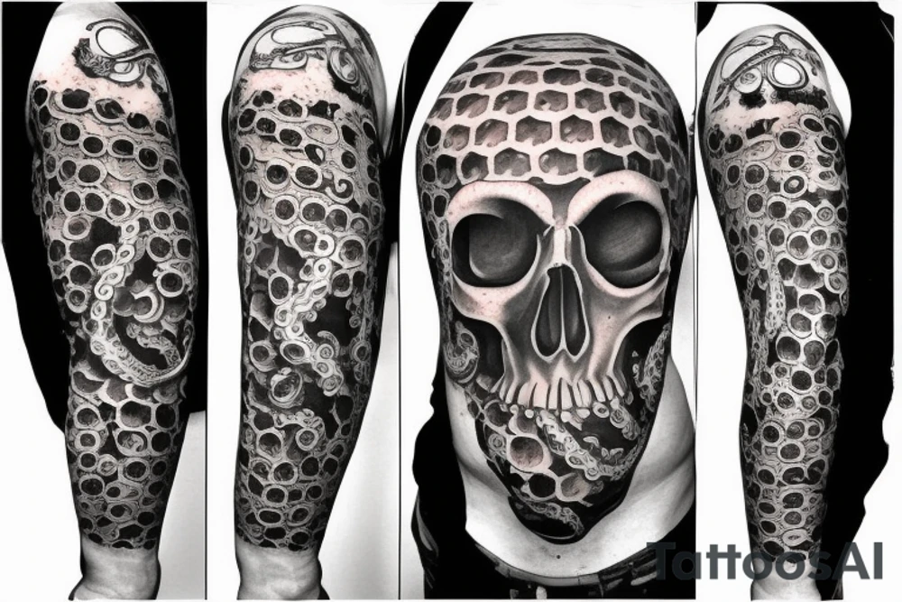 human skull octopus tattoo idea