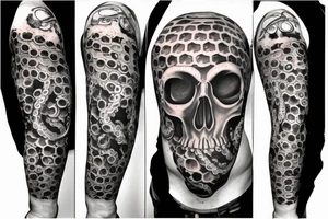 human skull octopus tattoo idea