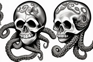 human skull octopus tattoo idea
