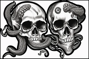 human skull octopus tattoo idea