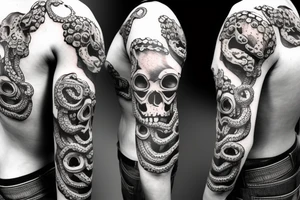 human skull octopus tattoo idea