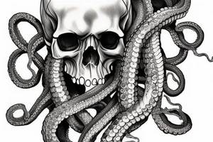 human skull octopus tattoo idea