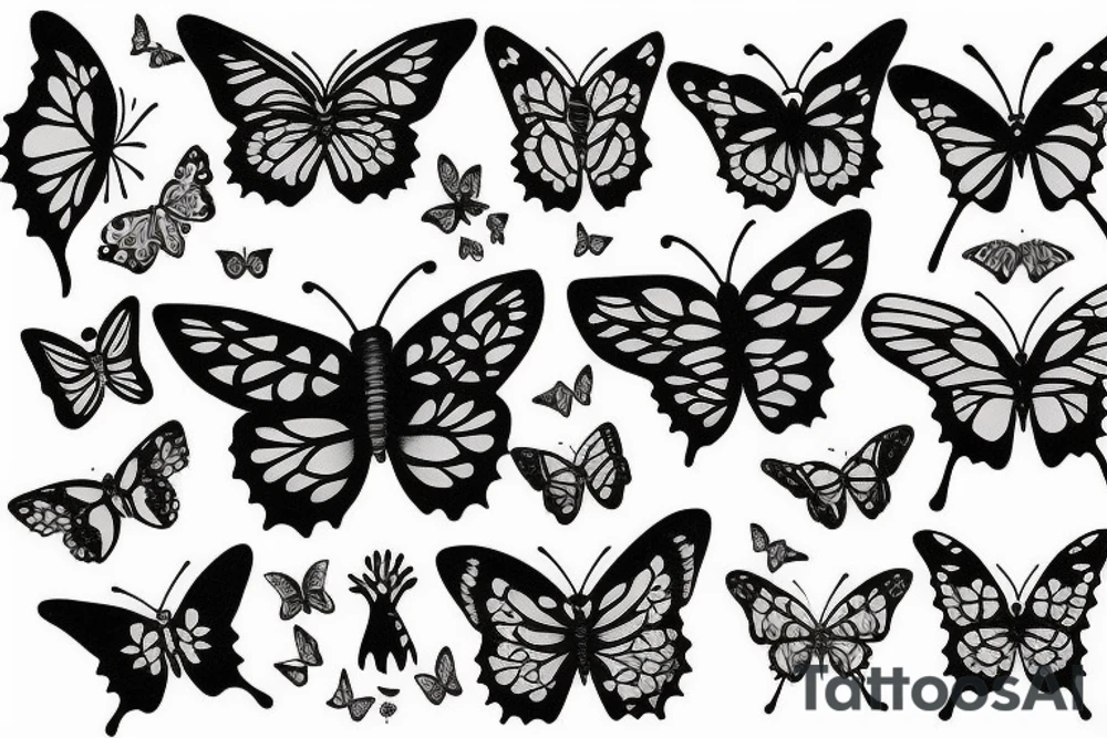 Butterfly with rainforest and some japanese theme tattoo idea