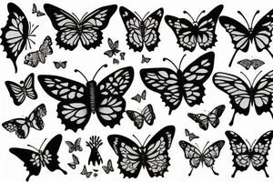 Butterfly with rainforest and some japanese theme tattoo idea
