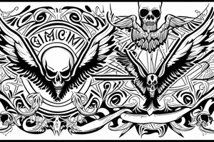 Grim reaper sitting on own wings without face, with the writing occulta apparentia tattoo idea