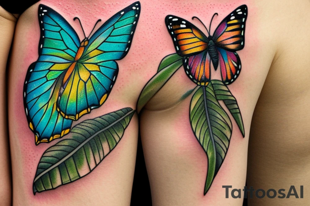 Butterfly in a rainforest tattoo idea