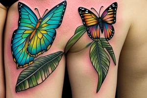 Butterfly in a rainforest tattoo idea