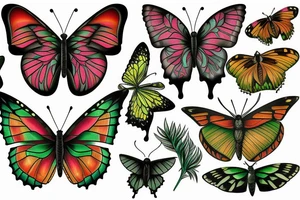 Butterfly in a rainforest tattoo idea