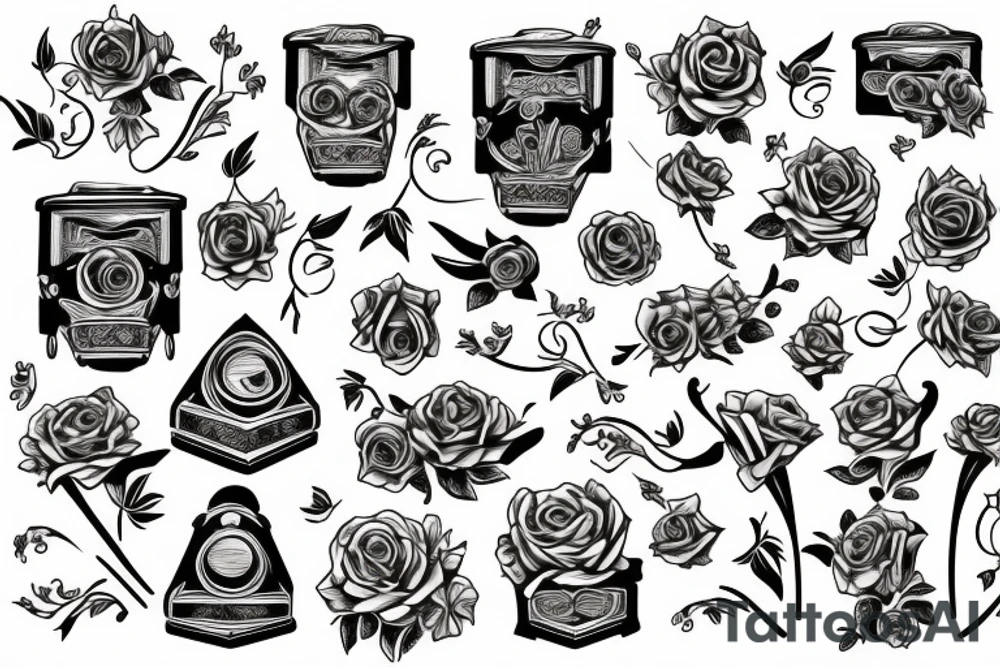 Flowers coffin tattoo idea