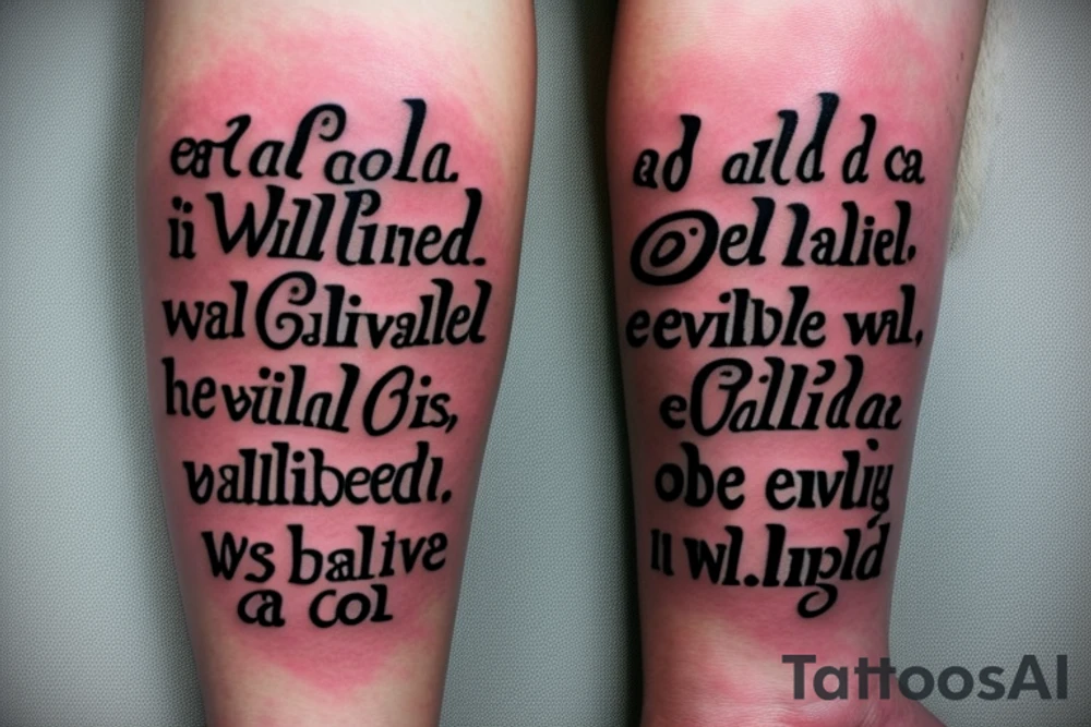 Calligraphy tattoo with the quote “Is God willing to prevent evil, but not able? Then he is not omnipotent. 
Is he able, but not willing? Then he is malevolent. 
Is he both able and willing? Then whence cometh evil? 
Is he neither able nor willing? Then why call him God?” tattoo idea