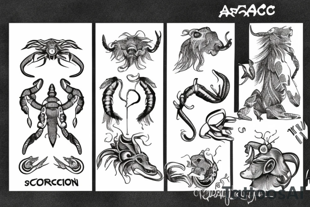 Scorpio zodiac with A and Y tattoo idea