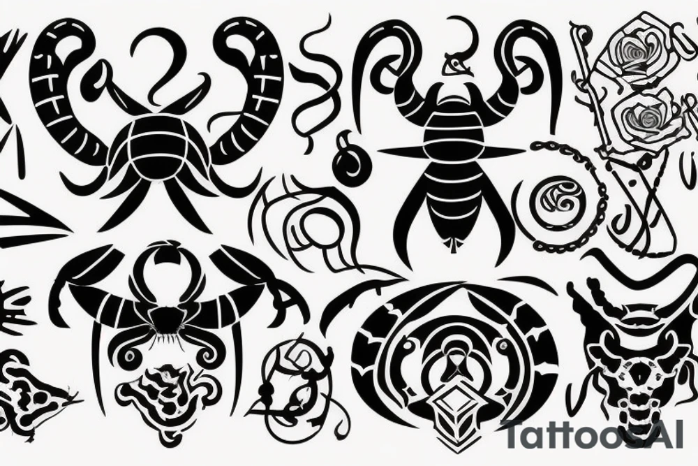 Scorpio zodiac with A and Y tattoo idea