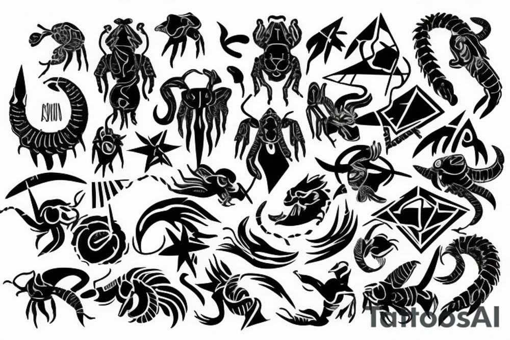Scorpio zodiac with A and Y tattoo idea