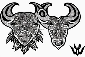 girls face with taurus horns choking on a heart tattoo idea