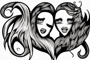 girl with demon horns swallowing heart tattoo idea