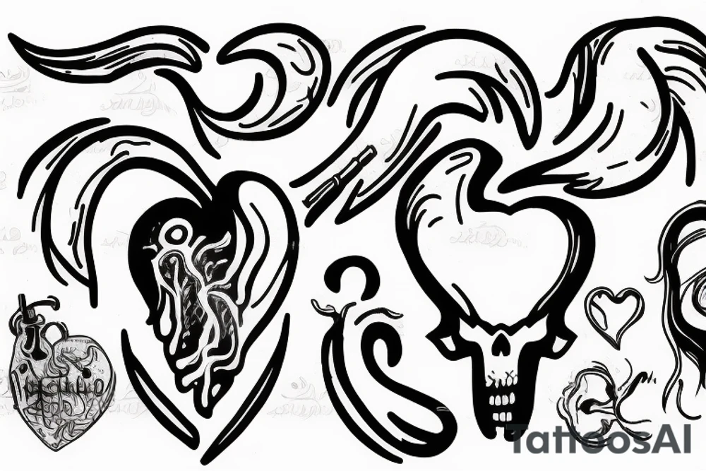 ghost with horn choking on a heart tattoo idea