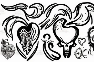 ghost with horn choking on a heart tattoo idea