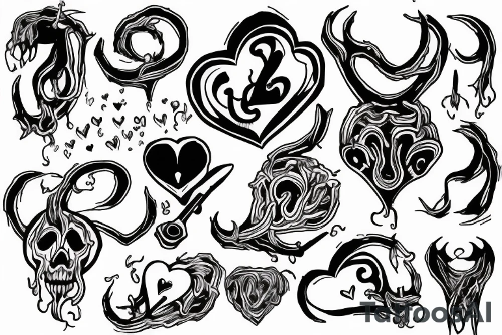 ghost with horn choking on a heart tattoo idea